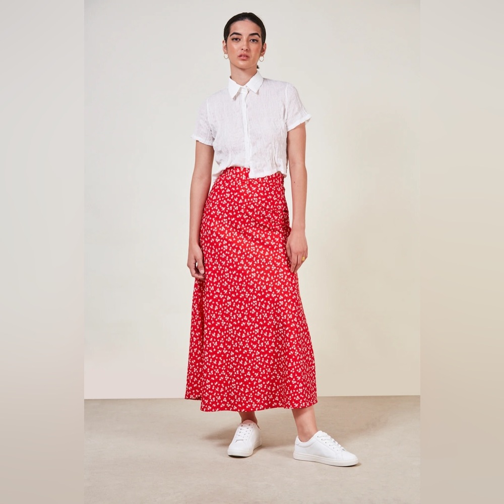 Red floral print maxi skirt -  New with tags